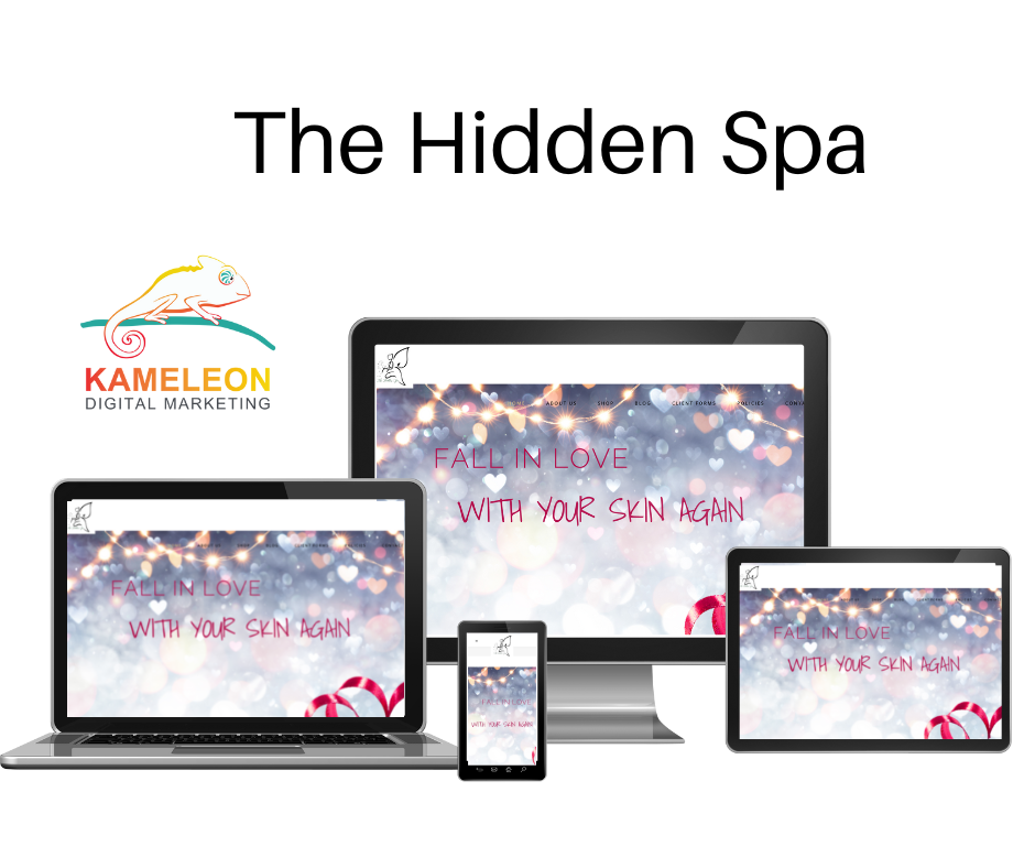 website portfolio designed by Kameleon Digital Marketing The Hidden Spa aesthetician website