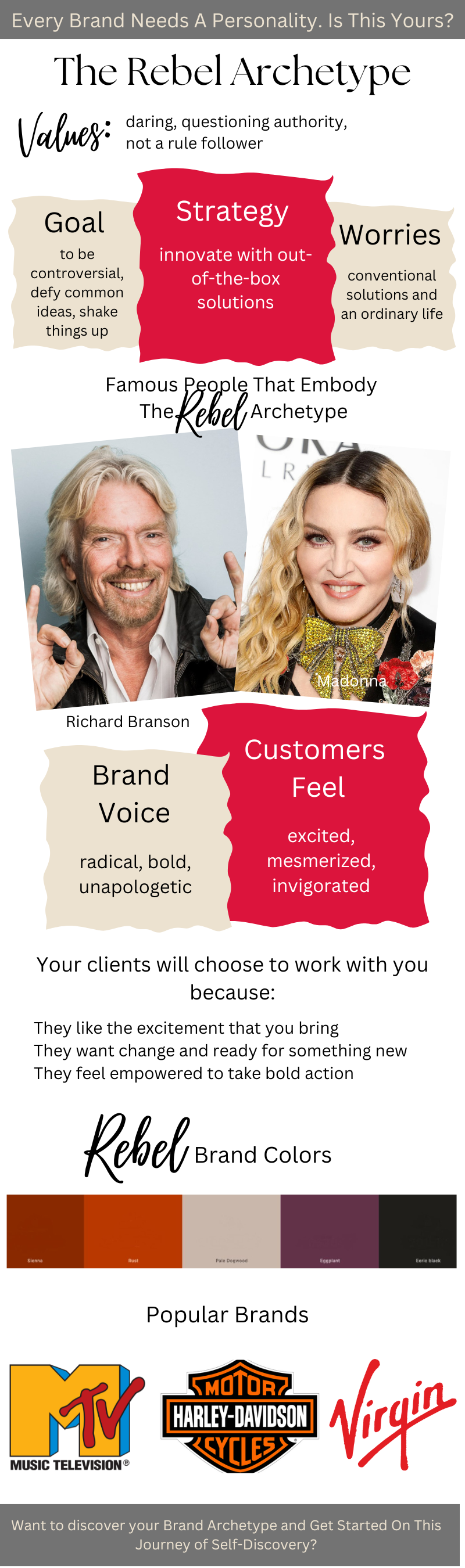 Brand Archetype visual Rebel by Kameleon Digital Marketing Monika Anderson