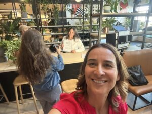 Behind the scenes of an Expert Video Visibility client session with Monika Anderson and Emma.