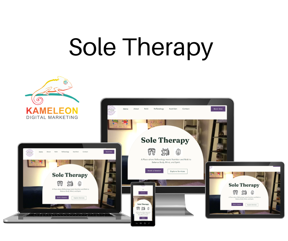 WIX website design for a reflexology nutrition and reiki practitioner by Kameleon Digital Marketing
