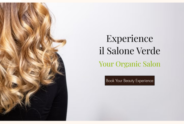 Organic hair salon website hero section featuring healthy blonde hair and a beauty booking call-to-action
